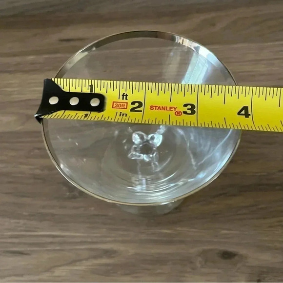 VTG Fostoria Crystal Silver Rimmed Wine Martini Glass Set of 2 - Picture 9 of 9